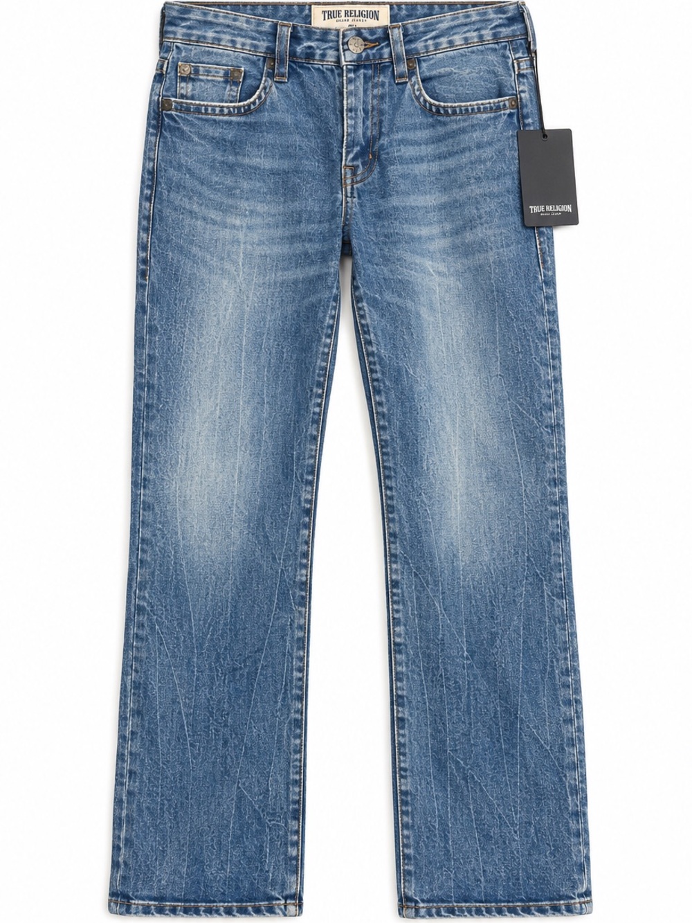 True Religion Ricky Relaxed Straight Jeans Men’s 36 NWT Ghost Wave Medium Wash